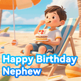 Cute happy birthday nephew animation with birthday wishes and party decorations
