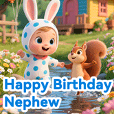 Fun happy birthday nephew gif featuring birthday wishes and colorful animations