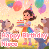 Happy birthday niece gif with princess theme and magical birthday wishes