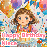 Cute happy birthday niece gif featuring birthday celebration and loving messages